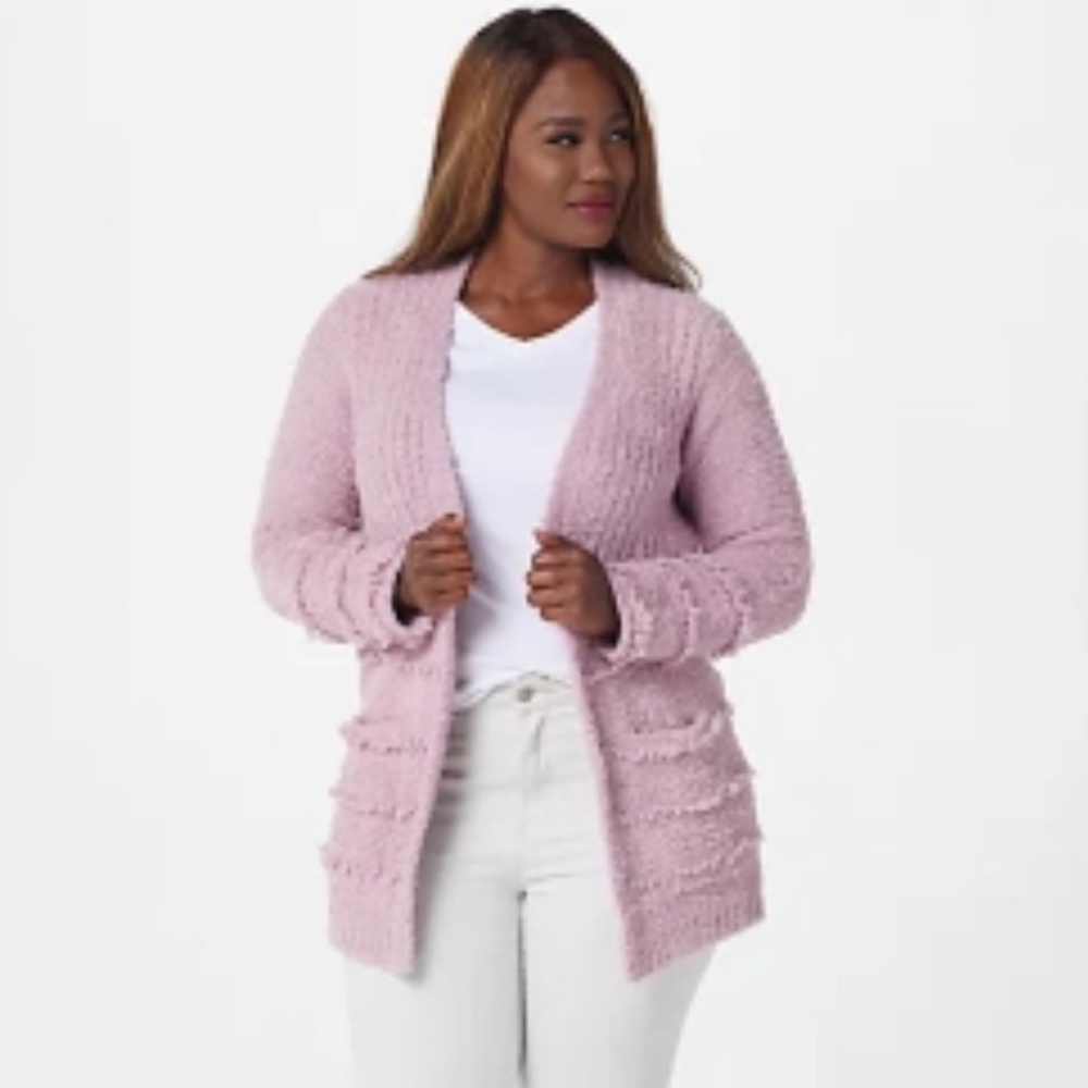 Barefoot Dreams CozyChic Boardwalk Cardigan Size M Medium Fringe NEW